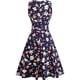 thumbnail image 4 of Vestido de cóctel vintage floral hasta la rodilla con cuello redondo para mujer, 4 of 4