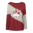 thumbnail image 4 of Mode de Noël Blouse Décontractée à Manches Longues Col Rond Imprimé Patchwork pour Femmes, 4 of 5