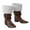 Brown, variant on Christmas Santa Claus Boots Men's Wide Calf Santa Combat Boots with White Plush Foot Bells Buckle Strap for Halloween Christmas