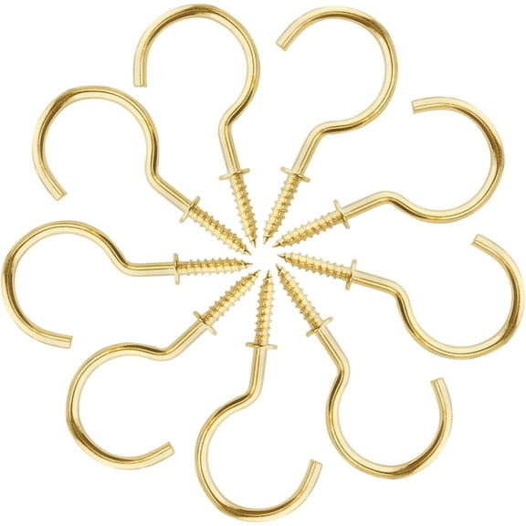 20 Pieces Gold Screw in Ceiling Hooks,2.8 inches Metal Cup Hook Hangers for Hanging Plants,Kitchen