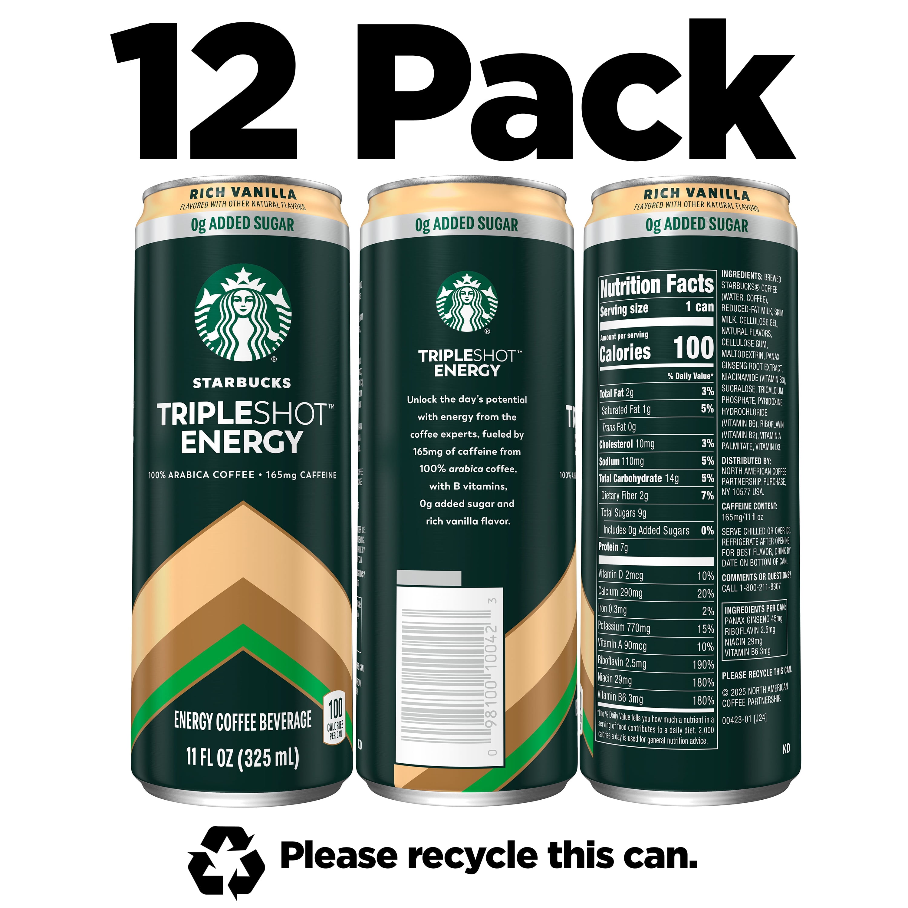 Starbucks Tripleshot Coffee Energy Drink Vanilla Buttermilk 12 pack