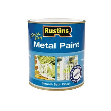 Rustins - Quick Drying Metal Paint Smooth Satin White 250ml