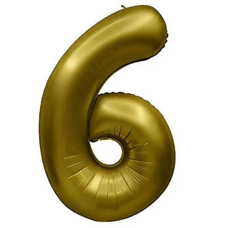 32 inch Number 6 - Metal Balloons - Vintage Gold Foil Mylar Balloon - Party Supplies Decorations
