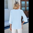 thumbnail image 4 of Blusa Informal de para Mujer, con Mangas 1/2 con Volantes, Cuello en V, Corte Holgado, Color Azul , Talla XL, 4 of 6