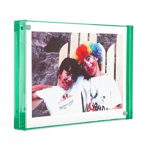 ORIGINAL MAGNET FRAME by CANETTI 4x6 Color Edge Magnetic Picture Frame, Floating Photo Frame, Two Acrylic Panels Green