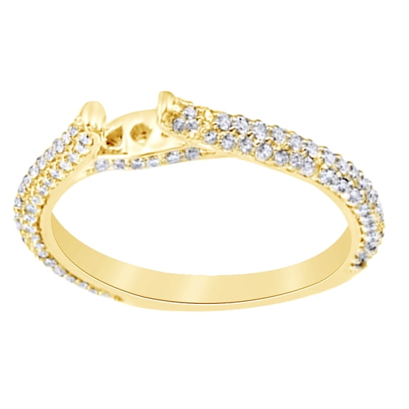 AFFY Round Cut White Natural Diamond Accented Shank Ring In 14k Solid Yellow Gold (0.5 Ct),Ring Size-10.5