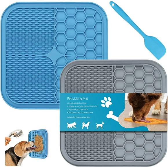 Dog Licking Mat Cat Slow Feeder,2 Pcs Lick Pad with Suction Cups,Calming Treat Mat Boredom & Anxiety Relief,Dog Puzzle Toys, Pet IQ Training Mat,Peanut Butter Bowls for Nail Trimming Bathing Grooming