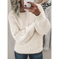 thumbnail image 1 of Chandail-Over à Col Rond pour Femmes Cozy - Tricot Doux à Manches Longues Couleur Unie pour Garde-Robe, 1 of 13