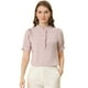 thumbnail image 1 of Blusa de trabajo Allegra K con cuello redondo y mangas cortas Tapeta de medio botón volantes Rosa L, 1 of 6