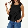thumbnail image 6 of Jalioing Women's Tank Tops Casual Loose Pleated Sleeveless Shirts Crew Neck Solid Color Fashion Basic Tops, 6 of 7