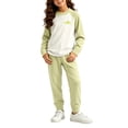 thumbnail image 2 of YUANxueke Girls 2-Piece Fleece Outfit Sets Color Block Long Sleeve Crewneck Top & Cuffed Pant Casual Thermal Loungewear, 2 of 7