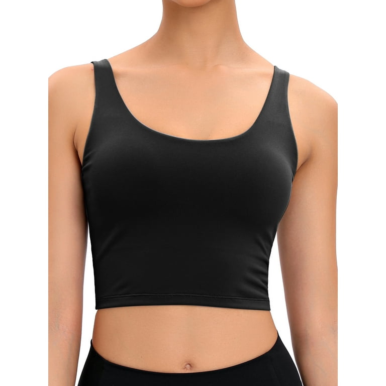 Youloveit One Shoulder Sports Bras for Women Medium Support Longline Padded  Yoga Crop Tank Top with Built in Sports Bra
