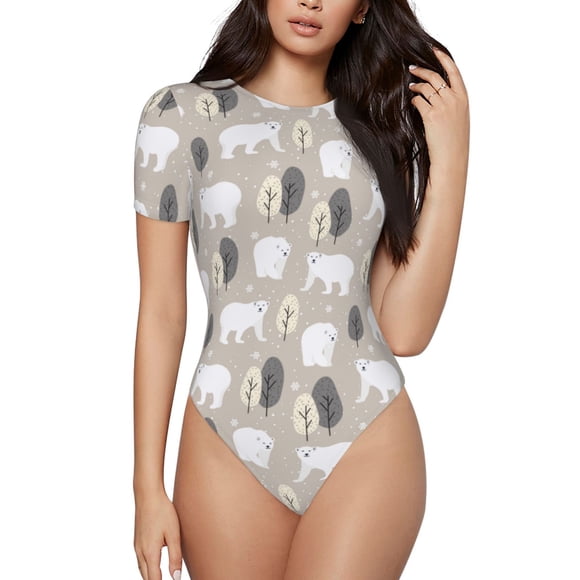Balery winter Snowflake beer Body de cuello redondo de manga corta para mujer Tops de manga corta Tops básicos-Medium