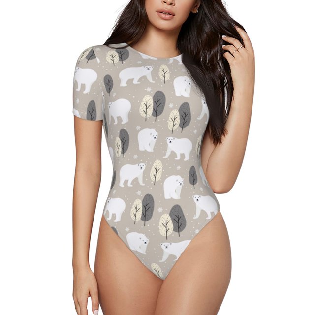 Balery winter Snowflake beer Body de cuello redondo de manga corta para mujer Tops de manga corta Tops básicos-Medium