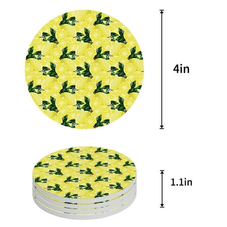 

ZHANZZK Tropical Plant Leaves Gray White Set of 4 Round Coaster for Drinks Absorbent Ceramic Stone Coasters Cup Mat with Cork Base for Home Kitchen Room Coffee Table Bar Decor