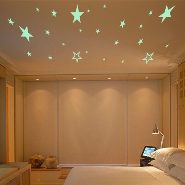 Calcomanía de Pared BLESIY Fluorescentes que brillan en la oscuridad Decoración de tejado para Dormitorios Estrella