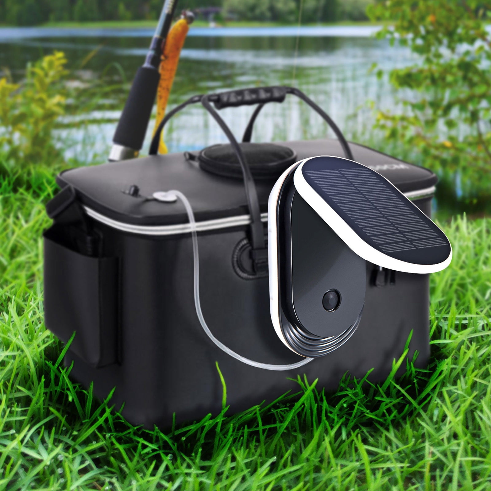 NIZELUK Clearance USB and Solar Oxygen Pump, Large Capacity Outdoor Fish Pond Oxygenator, Portable Household Aquarium Aerator, Solar Powered Oxygen Pump for Garden and Fish Tank