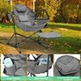 thumbnail image 3 of Ainfox Hammock Chair with Footrest, Oversized Swinging Portable Folding Camping Chairs for Adults Outside Swinging Camp with Cup Holder Pillow for Outdoor Patio Lawn Grey, 3 of 16