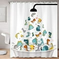 thumbnail image 4 of Cute Dinosaur Shower Curtain for Kids, Funny Dino Colorful Shower Curtain Set for Bathroom, Cartoon Graffiti Fabric Shower Curtain Restroom Bathtub Decor Accessories with Hooks 72X 84 inch, 4 of 5
