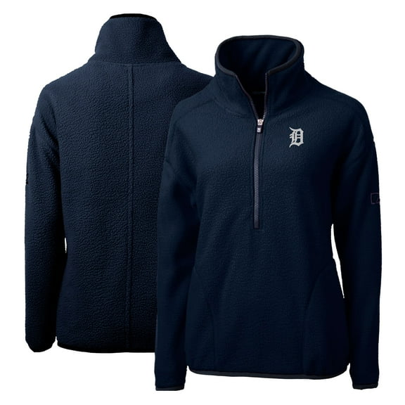 Women's Cutter & Buck Navy Detroit Tigers Cascade Eco Sherpa Fleece Quarter-Zip Pullover Jacket