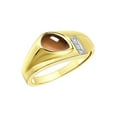 thumbnail image 3 of RYLOS Men's Rings Yellow Gold Plated Silver Ring - Timeless Pear Shape Cabochone Gemstone & Diamonds - Tear Drop Cabochon SMOKEY QUARTZ Rings For Men  Size 13, 3 of 6