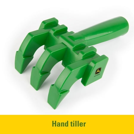 John Deere Big Scoop Dump Truck Sandbox Toy With Sifter, Tiller, and Roller, 15", Green, 4 Pieces