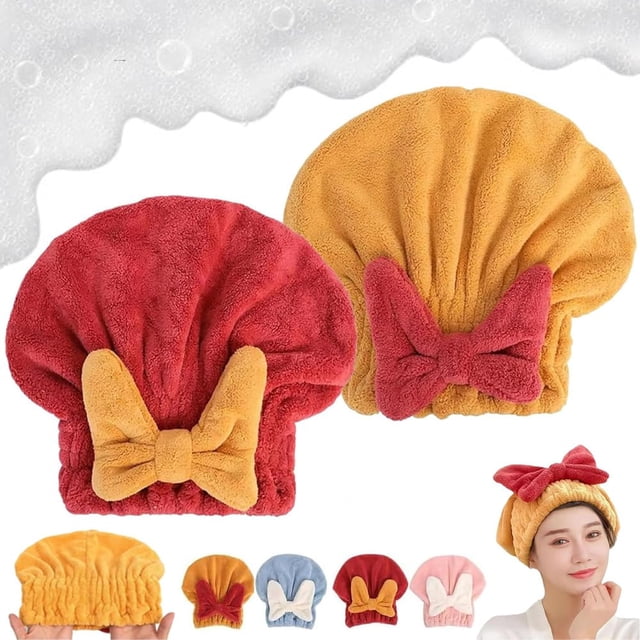 Nueva toalla para el cabello súper absorbente, toalla para el cabello con pajarita suave y espesa de secado rápido, turbante seco, toalla para el cabello húmedo, para todo tipo de cabello, portátil y