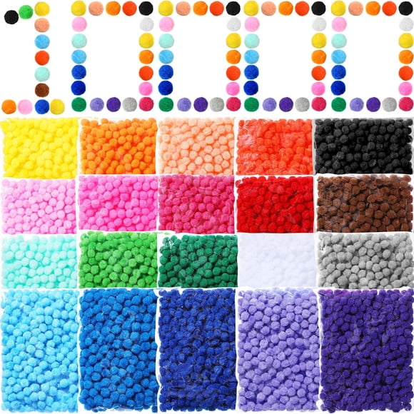 Poen 10000 pompones multicolores para manualidades, 10 cm