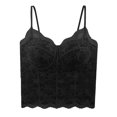 thumbnail image 5 of COMVALUE Lace Bralette for Women V Neck Bustier Corset Tops with Underwired Racerback Adjustable Strap Crop Top (Black, M), 5 of 6