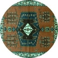 thumbnail image 1 of Ahgly Company Indoor Round Persian Turquoise Blue Traditional Area Rugs, 3' Round, 1 of 4