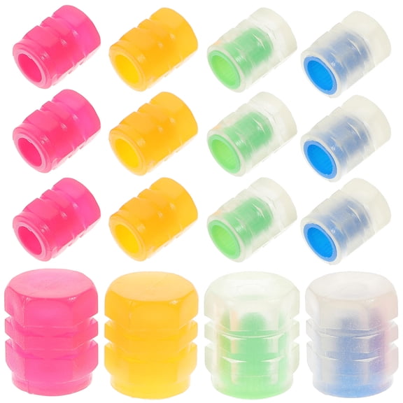 LULULION 24Pcs Universal Fluorescent Tire Caps Valves Stem Covers Assorted Colors for Vehicles