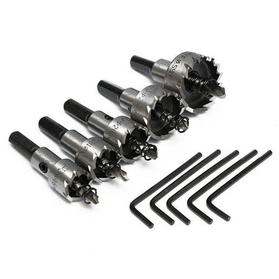 Hole Saw Set, 5Pcs Carbide Hole Saw Kit(16/18.5/20/25/30mm) HSS Drill Bit Hole Saw Set for Metal Wood