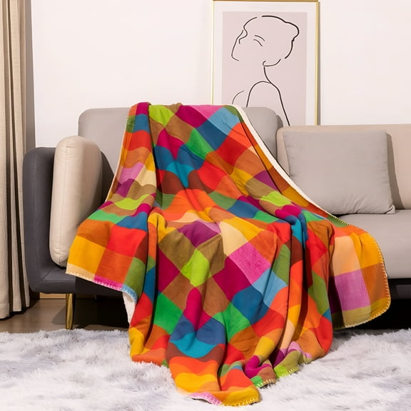 AUQ Coral Wool Blanket Thickened Double Layer Lamb Wool Blanket Sherpas Blanket Nap Blanket