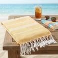 thumbnail image 6 of REGALWOVEN 1 Pack Stripe Turkish Beach Towel with Tassel, Quick Dry, Sand Free, Functional As Beach Towel, Bath Towel, Yoga Mat Yellow 71" x 35", 6 of 7