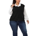 thumbnail image 1 of Suéteres de talgrande pamujer Chaleco con cuello en V Cable Estilo de muy buen gusto Jersey sin mangas Suéter Chalecos Negro 4X, 1 of 6
