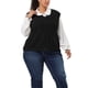 thumbnail image 1 of Suéteres de talgrande pamujer Chaleco con cuello en V Cable Estilo de muy buen gusto Jersey sin mangas Suéter Chalecos Negro 1X, 1 of 6
