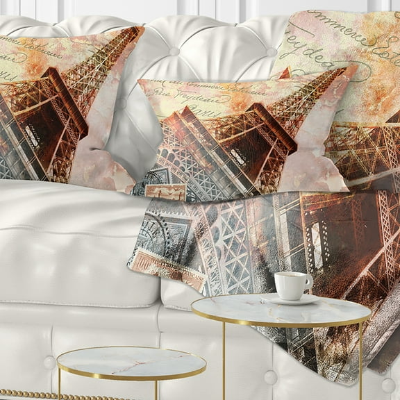 Designart Paris Eiffel TowerParis - Contemporary Throw Pillow - 12x20