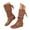 Brown, variant on Women's Slouchy Mid Calf Boots Closed Round Toe Riding Flat Cowgirl Walking Boot(Black,6)