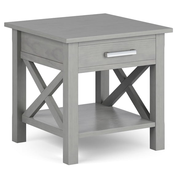 Simpli Home Kitchener Square Contemporary End Side Table in Fog Gray