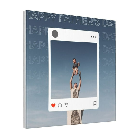 Custom Canvas Prints Father's Day Personalized Photo Image Collage DIY Framed Kit Wall Art Picture Room Decor 18x18 inch