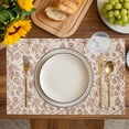 thumbnail image 4 of Brown Flowers Placemats Set of 4, Vintage Farmhouse Floral Leaves Vines Placemats for Dining Table, Place Mats for Kitchen Tabletop, Waterproof Wipeable Dining Table Mats Set, 4 of 9