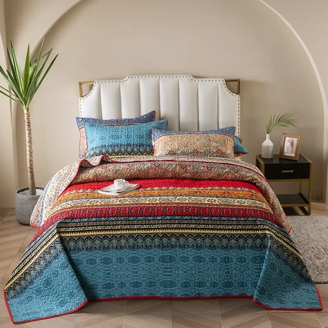 Colcha bohemia de algodón para cama, doble cobertor de 3 piezas, manta de verano para parejas