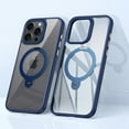 thumbnail image 2 of ShellTech for iPhone 15 Pro  Magnetic Ring Stand Case [Military Drop Protection] [Compatible with MagSafe] Matte Translucent Slim iPhone 15 Pro Case 6.1",Blue, 2 of 22