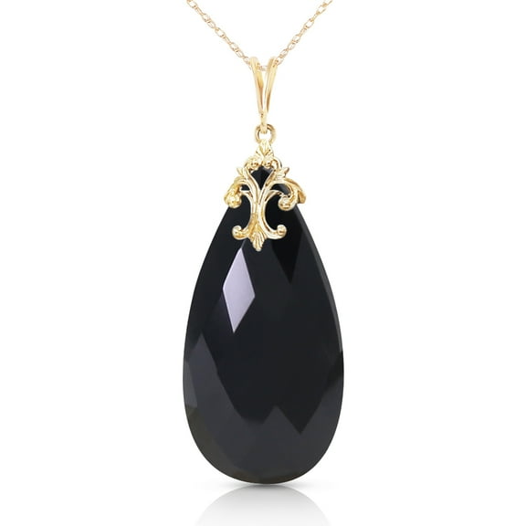 Galaxy Gold 14K Solid Gold Natural Onyx Briolette Necklace for Women - Yellow Gold Fine Jewelry