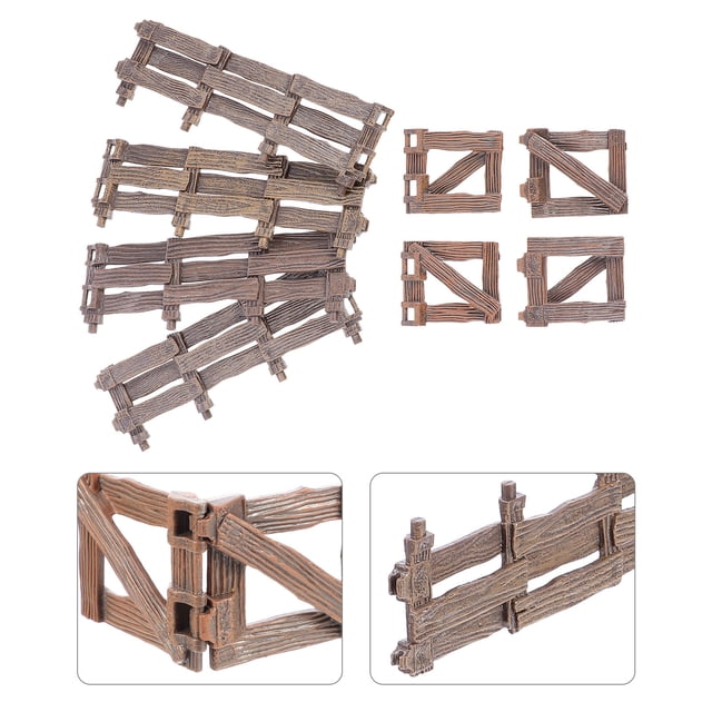 KONTONTY 1 Set Mini Rail Fence Dark Grey PVC for Craft Enthusiasts Garden Accessories