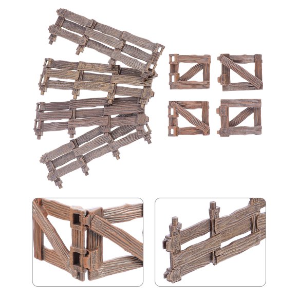 KONTONTY 1 Set Mini Rail Fence Dark Grey PVC for Craft Enthusiasts Garden Accessories