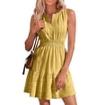thumbnail image 7 of cocolona Summer Dresses for Women V Neck Sleeveless Elastic Waist Mini Dress Vacation Beach Ruffle Sundress, 7 of 7