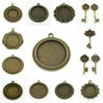 thumbnail image 2 of U8MO 10pcs Tibetan Alloy Pendant Setting Bezel Blank Round Tray Antique Bronze Craft-20mm-Key, 75x25.5x3.5mm, 2 of 2