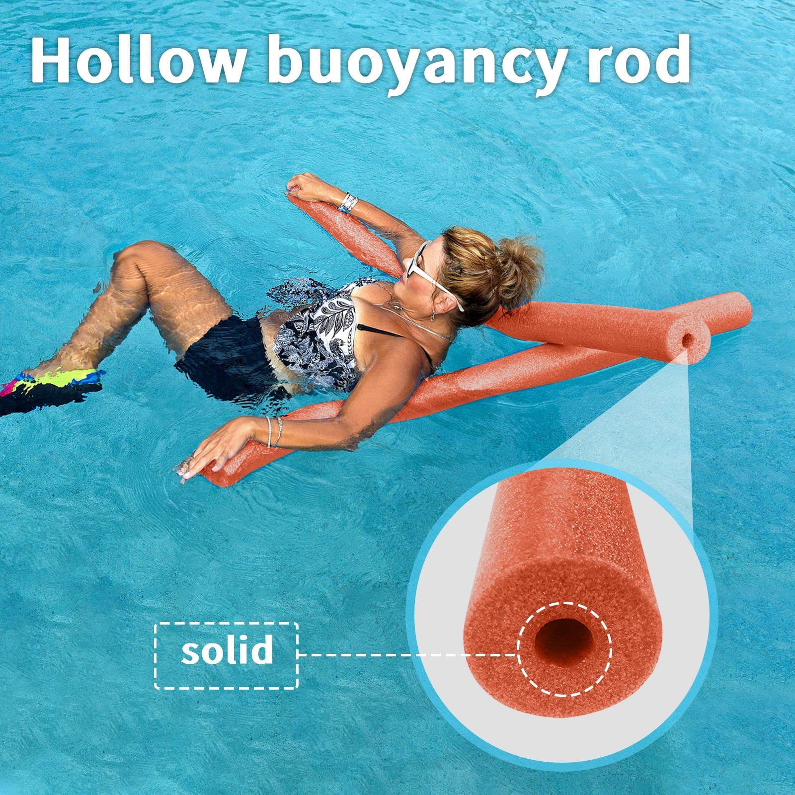 Pool Noodle, White Pack Of 59" Large Hollow Foam Pool Swim Noodle - Hollow Soft Large Rainbow Foam Noodle Tube,Multi-Purpose Multi-Purpose Swimming Pool Noodle Bulk Buoyancy