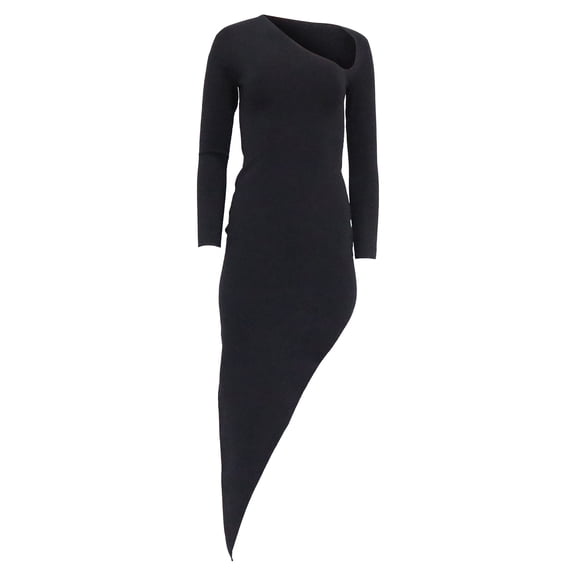 Pre-Owned Alexander Wang Asymmetric Bodycon Midi Dress in Black Viscose